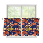 Japanese Cherry Blossom Pattern Print Tier Curtains