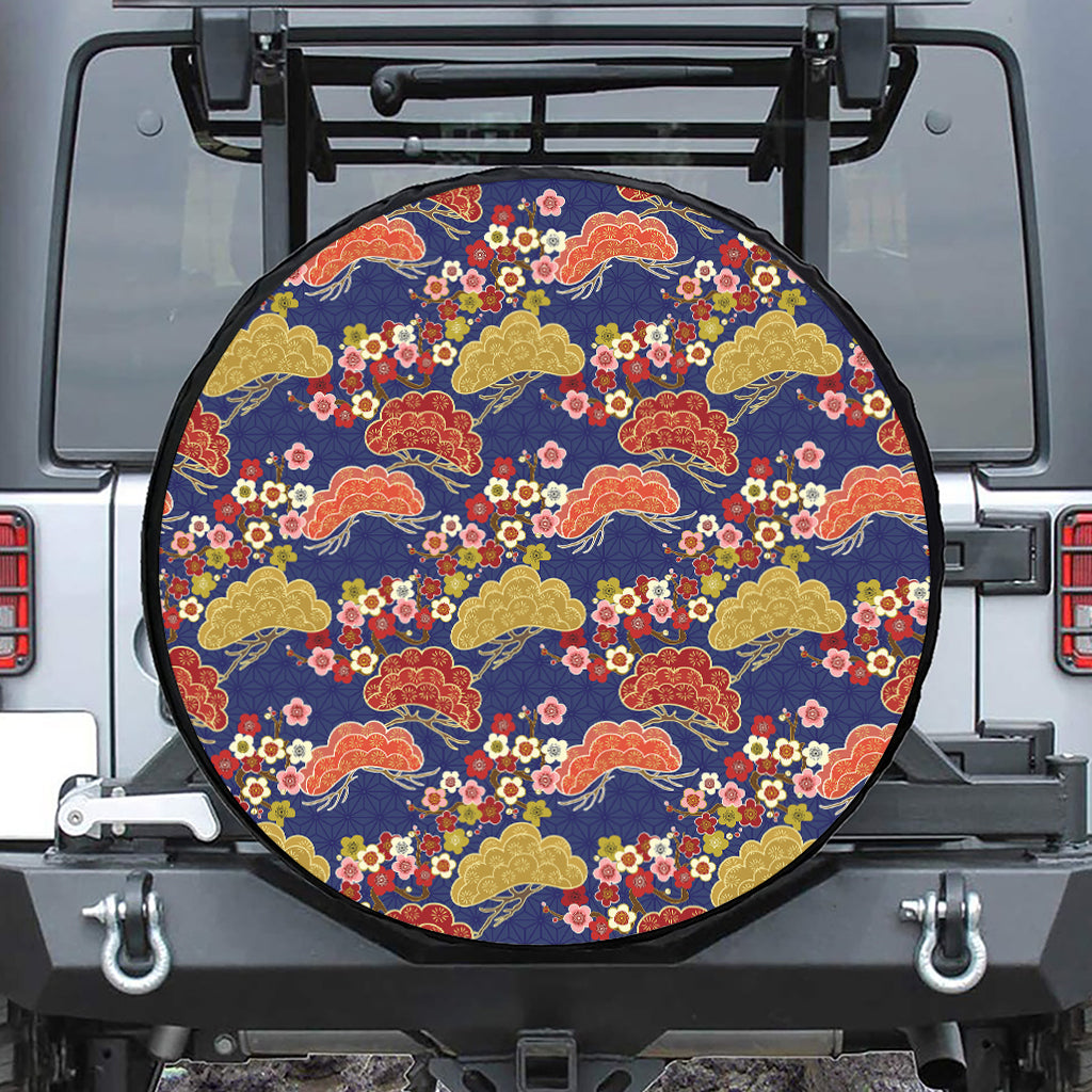 Japanese Cherry Blossom Pattern Print Tire Cover