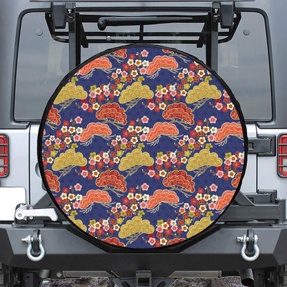 Japanese Cherry Blossom Pattern Print Tire Cover