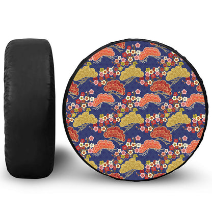 Japanese Cherry Blossom Pattern Print Tire Cover