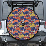 Japanese Cherry Blossom Pattern Print Tire Cover With Camera Hole