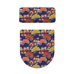 Japanese Cherry Blossom Pattern Print Toilet Lid And Tank Cover Set