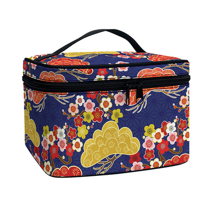 Japanese Cherry Blossom Pattern Print Travel Makeup Bag