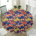 Japanese Cherry Blossom Pattern Print Waterproof Round Tablecloth