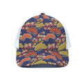 Japanese Cherry Blossom Pattern Print White Mesh Trucker Hat