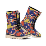 Japanese Cherry Blossom Pattern Print Winter Boots