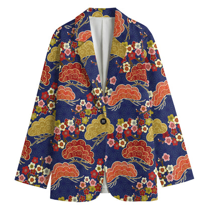 Japanese Cherry Blossom Pattern Print Women's Blazer
