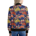 Japanese Cherry Blossom Pattern Print Women's Bomber Jacket