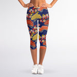 Japanese Cherry Blossom Pattern Print Women's Capri Leggings