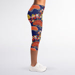 Japanese Cherry Blossom Pattern Print Women's Capri Leggings