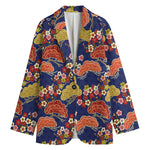 Japanese Cherry Blossom Pattern Print Women's Cotton Blazer