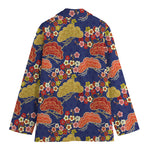 Japanese Cherry Blossom Pattern Print Women's Cotton Blazer