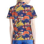 Japanese Cherry Blossom Pattern Print Women's Polo Shirt
