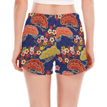 Japanese Cherry Blossom Pattern Print Women's Split Running Shorts
