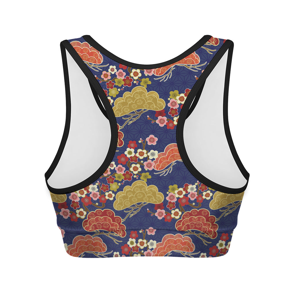 Japanese Cherry Blossom Pattern Print Women's Sports Bra