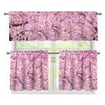 Japanese Cherry Blossom Tree Print 3 Piece Kitchen Curtains
