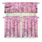 Japanese Cherry Blossom Tree Print 3 Piece Kitchen Curtains