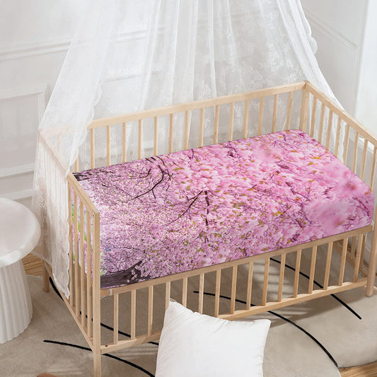 Japanese Cherry Blossom Tree Print Baby Crib Sheet