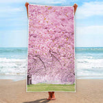 Japanese Cherry Blossom Tree Print Beach Towel