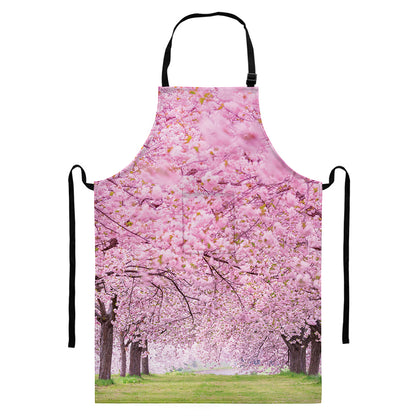 Japanese Cherry Blossom Tree Print Bib Apron With Pocket