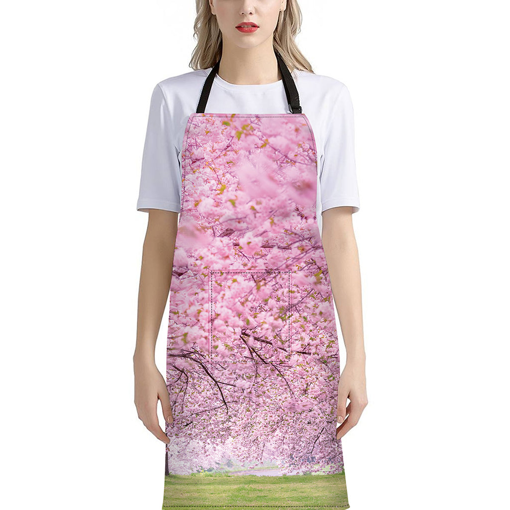 Japanese Cherry Blossom Tree Print Bib Apron With Pocket