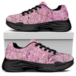 Japanese Cherry Blossom Tree Print Black Chunky Shoes