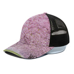 Japanese Cherry Blossom Tree Print Black Mesh Trucker Cap