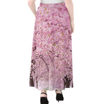 Japanese Cherry Blossom Tree Print Chiffon Maxi Skirt