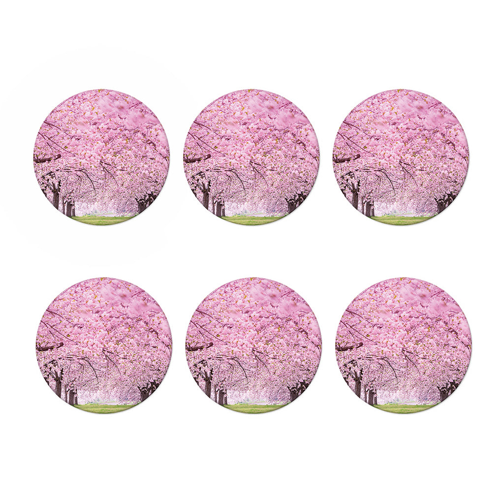 Japanese Cherry Blossom Tree Print Coaster Set