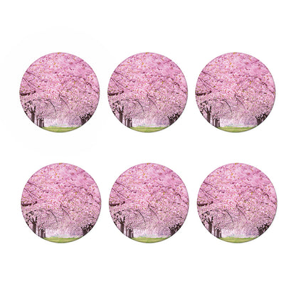 Japanese Cherry Blossom Tree Print Coaster Set