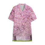 Japanese Cherry Blossom Tree Print Cotton Hawaiian Shirt