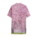 Japanese Cherry Blossom Tree Print Cotton Hawaiian Shirt