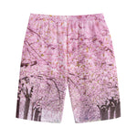 Japanese Cherry Blossom Tree Print Cotton Shorts