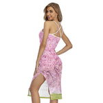 Japanese Cherry Blossom Tree Print Cross Back Cami Dress