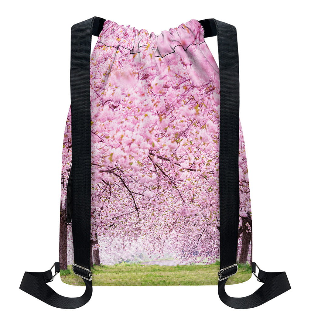Japanese Cherry Blossom Tree Print Drawstring Backpack