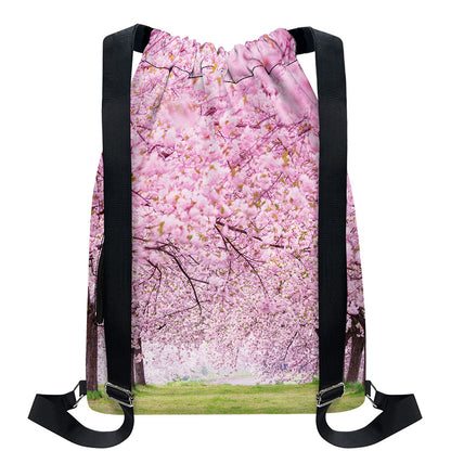 Japanese Cherry Blossom Tree Print Drawstring Backpack