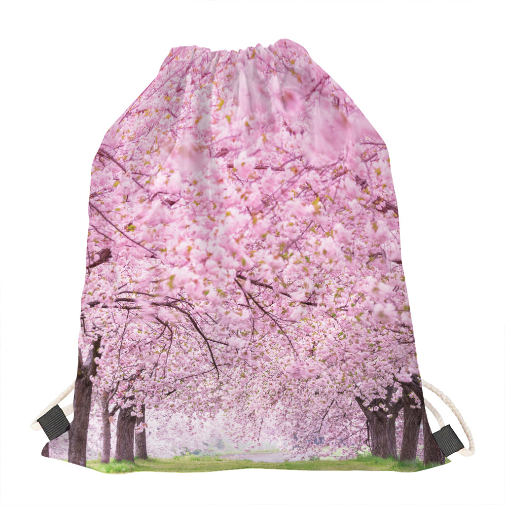 Japanese Cherry Blossom Tree Print Drawstring Bag