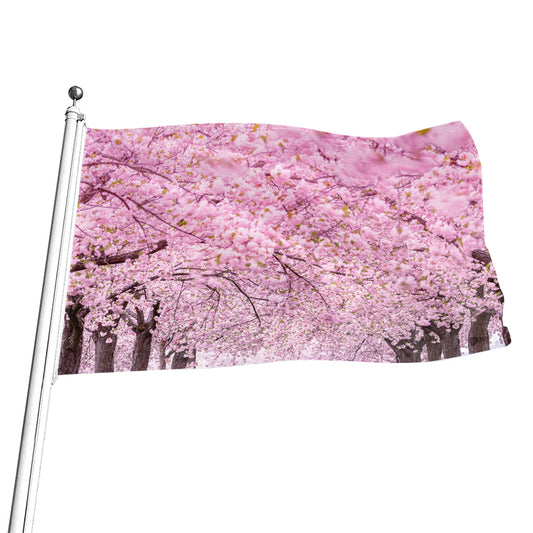 Japanese Cherry Blossom Tree Print Flag