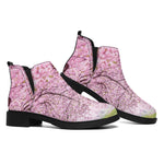Japanese Cherry Blossom Tree Print Flat Ankle Boots