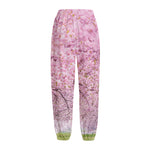 Japanese Cherry Blossom Tree Print Fleece Lined Knit Pants