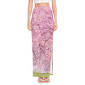 Japanese Cherry Blossom Tree Print High Slit Maxi Skirt