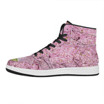 Japanese Cherry Blossom Tree Print High Top Leather Sneakers