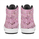 Japanese Cherry Blossom Tree Print High Top Leather Sneakers