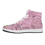 Japanese Cherry Blossom Tree Print High Top Leather Sneakers