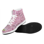 Japanese Cherry Blossom Tree Print High Top Leather Sneakers