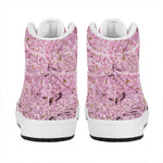 Japanese Cherry Blossom Tree Print High Top Leather Sneakers