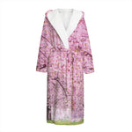Japanese Cherry Blossom Tree Print Hooded Bathrobe