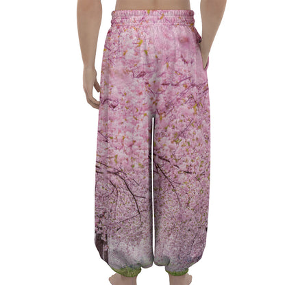 Japanese Cherry Blossom Tree Print Lantern Pants