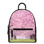 Japanese Cherry Blossom Tree Print Leather Backpack