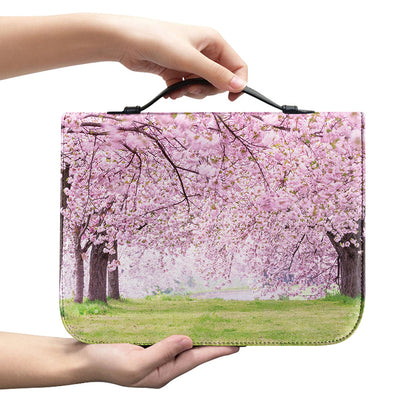 Japanese Cherry Blossom Tree Print Leather Bible Cover